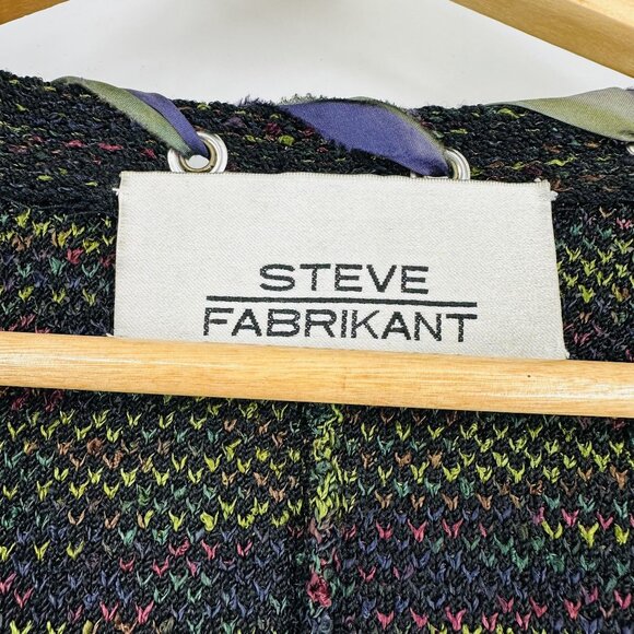 Steve Fabrikant Vintage Green Multi Knit Ribbon Long Sleeve Cardigan Sweater XL - Picture 3 of 9